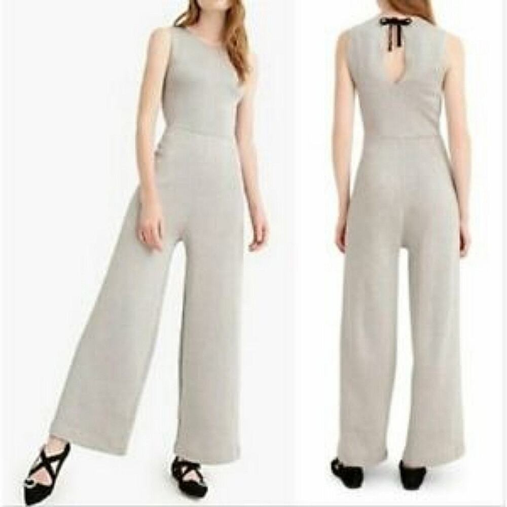 NWT J. Crew Metallic Silver Madison Lurex Sweater Jumpsuit, Sz XL